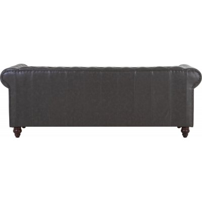 Chesterfield Royal 3-seters sofa - Svart vintage (PU skinn)