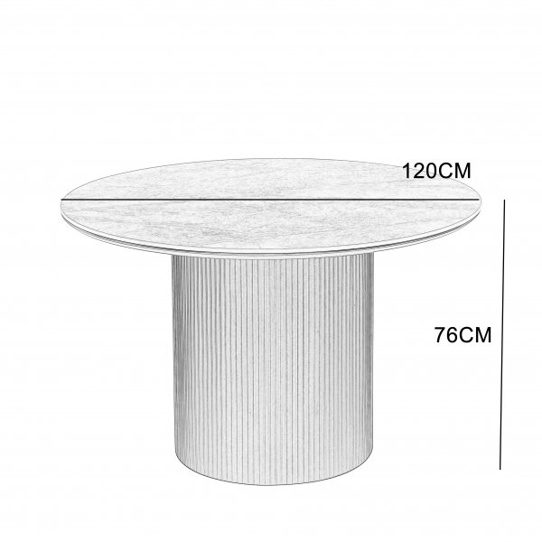 Salvador rundt spisebord 120 cm med gr keramisk stein
