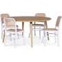 Omni spisegruppe, rundt spisebord 130 cm inkludert 4 stk. hvite Tyko stoler - Whitewash