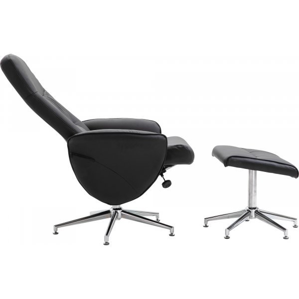 Julius recliner lenestol med fotskammel - Svart PU Julius recliner lenestol med fotskammel - Svart PU