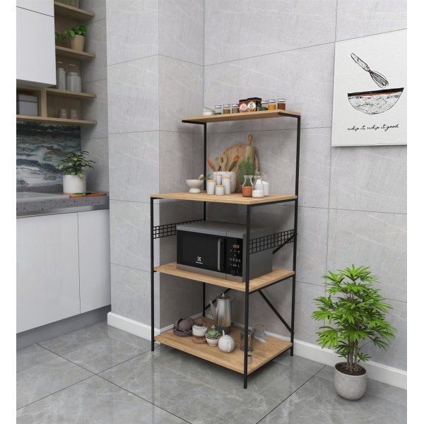 Anemon hylle - Svart/furu