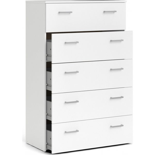 Space kommode hvit med 5 skuffer, bredde 74 cm og høyde 115 cm Space kommode hvit med 5 skuffer, bredde 74 cm og høyde 115 cm