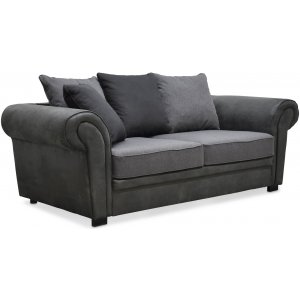Delux 2-seter sofa med konlvoluttputer - Gr/Antrasitt/Vintage + Mbelftter