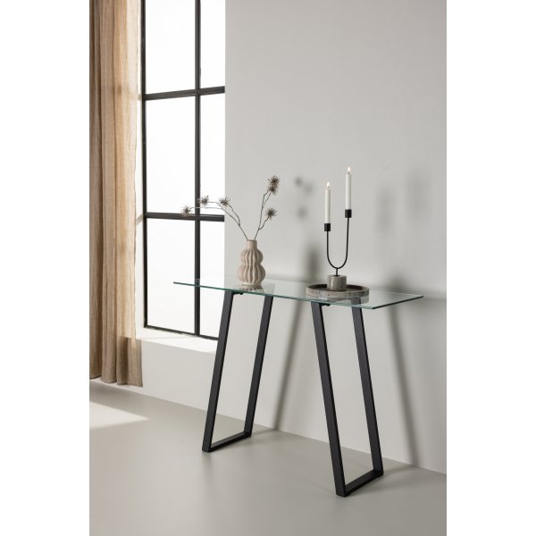 Horten avlastningsbord 100 x 40 cm - Sort/Transparent