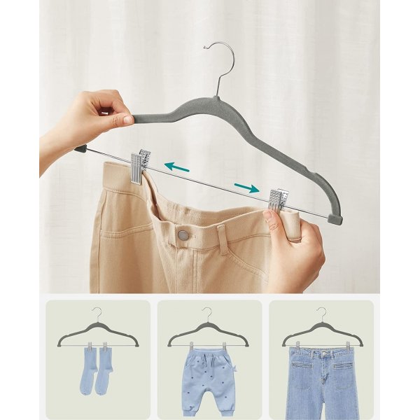 Kleshenger, fløyel, 42,5 cm, 30-pakning - Grå Kleshenger, fløyel, 42,5 cm, 30-pakning - Grå