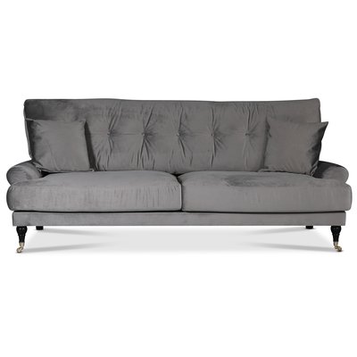 Adena 3-seters sofa - Slvgr flyel + Mbelpleiesett for tekstiler