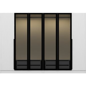 Cikani garderobe med speildrer 225x52x210 cm - Hvit