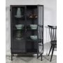 Cliff vitrineskap i metall (highboard) - Svart / Klarglass