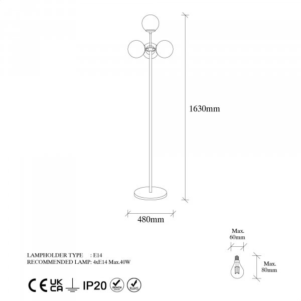 Akkas gulvlampe, opal - Vintage