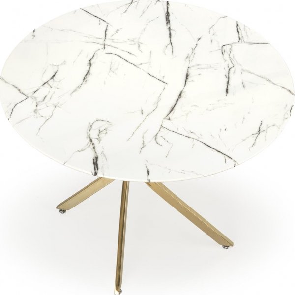 Raymond spisebord Ø100 cm - Hvit marmor/gull Raymond spisebord Ø100 cm - Hvit marmor/gull