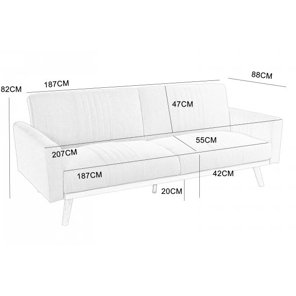 Sovesofa Borlänge - Lysegrått stoff | 207 cm Sovesofa Borlänge - Lysegrått stoff | 207 cm