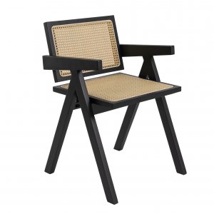 Anna lenestol - Svart med syntetisk rotting i sete og rygg Anna lenestol - Svart med syntetisk rotting i sete og rygg