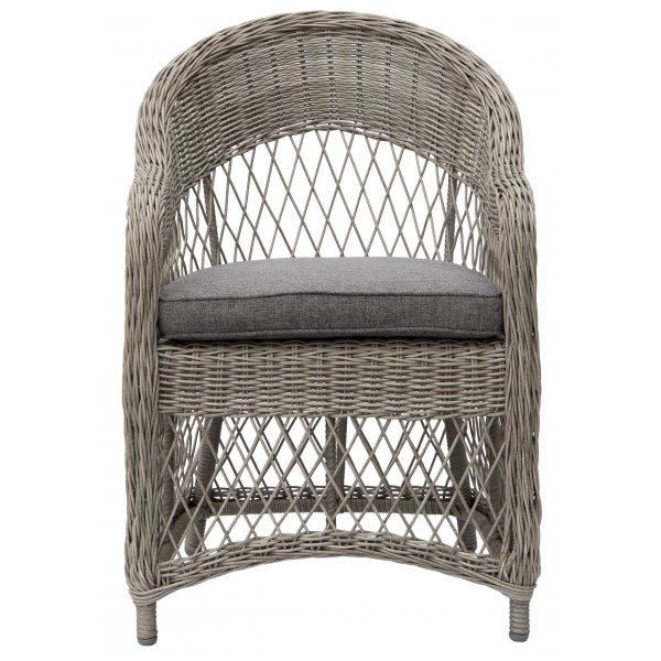 Utendørs lenestol i grå syntetisk rotting med pute Utendørs lenestol i grå syntetisk rotting med pute