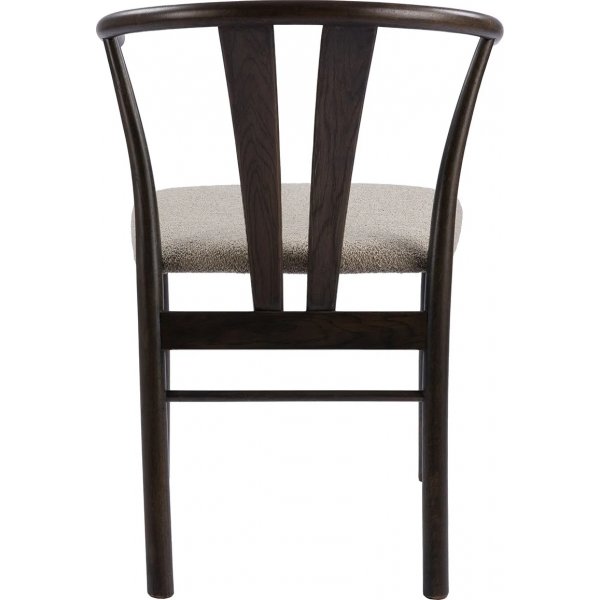 Jive brunbeiset spisestuestol med pute i beige boucl