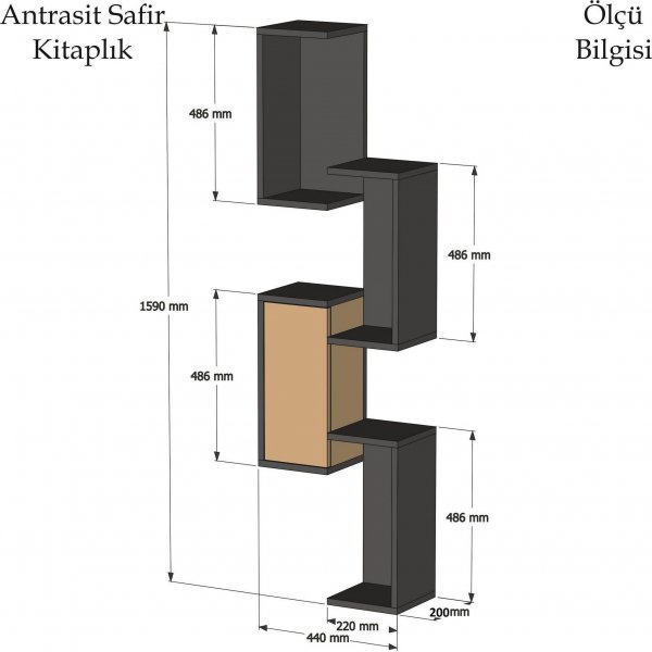 Esta vegghylle - Antrasitt/safir