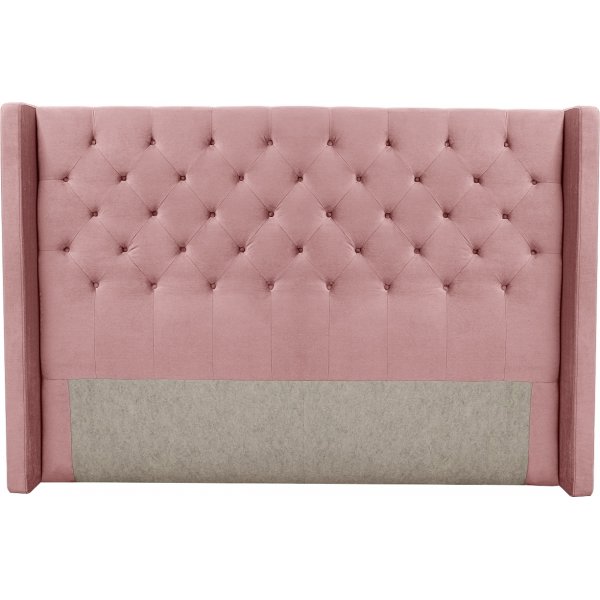 Almedal Sengegavl med knappar (rosa sammet) - Valgfri Bredde