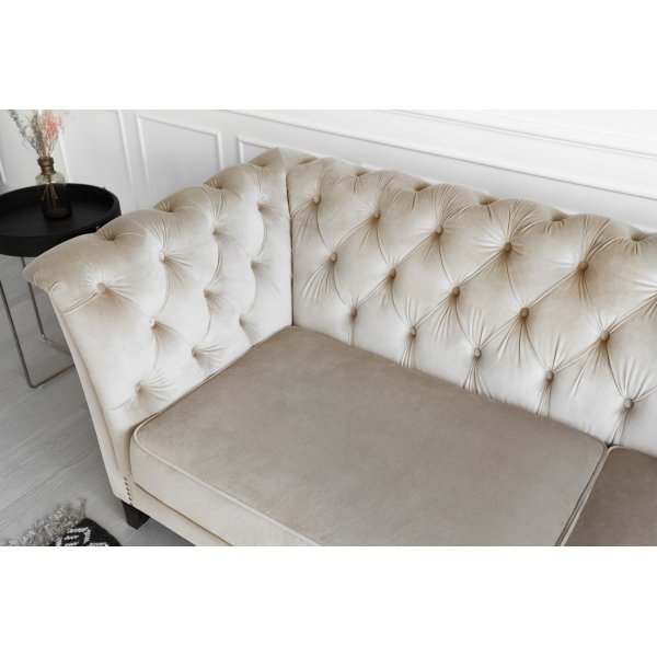 Milton Chesterfield 3-seter sofa - Beige fløyel Milton Chesterfield 3-seter sofa - Beige fløyel