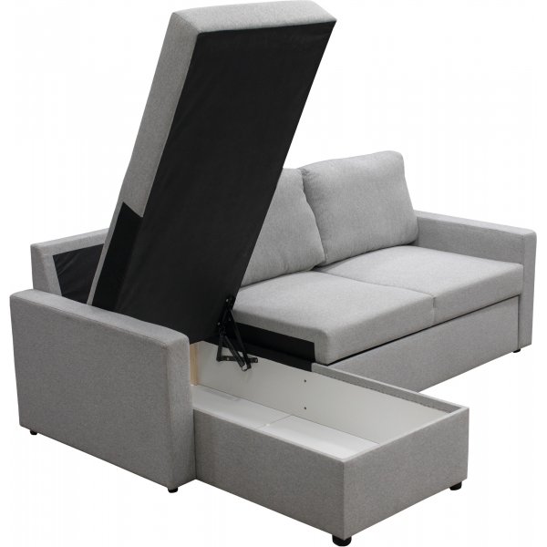 Dream divansofa med sengefunksjon og oppbevaring - lys gr