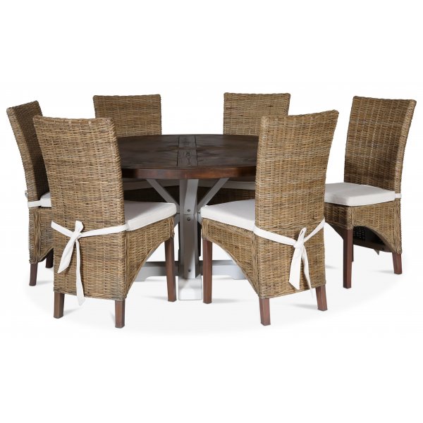 Tuva rundt spisebord 120 cm - Brun / Hvit