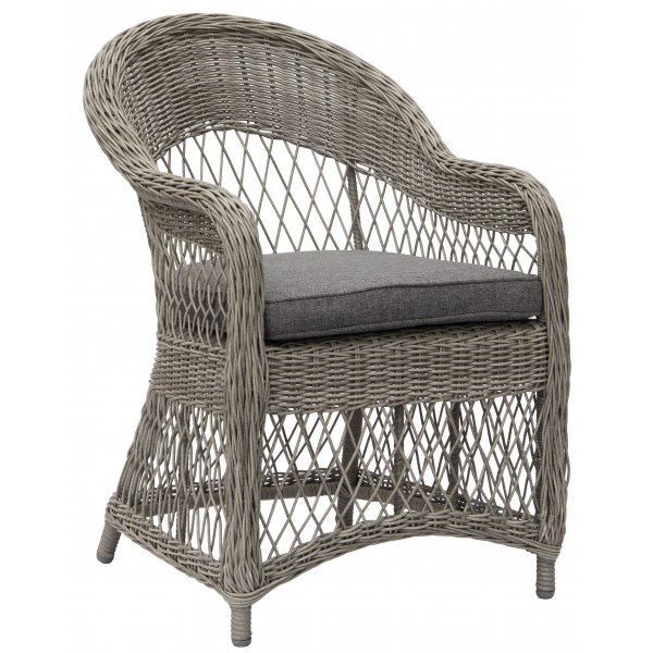 Utendørs lenestol i grå syntetisk rotting med pute Utendørs lenestol i grå syntetisk rotting med pute