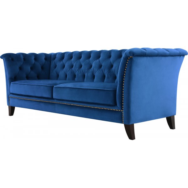 Milton Chesterfield 3-seter sofa - Mørkeblå fløyel + Tekstilrens for møbler Milton Chesterfield 3-seter sofa - Mørkeblå fløyel + Tekstilrens for møbler