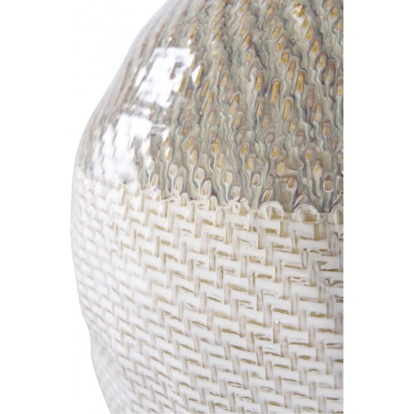 Vase 30,5 cm hy - Hvit/grnn