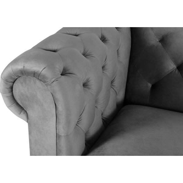 Chesterfield Royal 3-seters sofa - Grå fløyel Chesterfield Royal 3-seters sofa - Grå fløyel