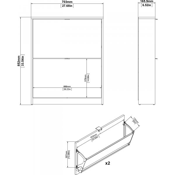 Sko skoskap med 2 rom - Eik/hvit Sko skoskap med 2 rom - Eik/hvit