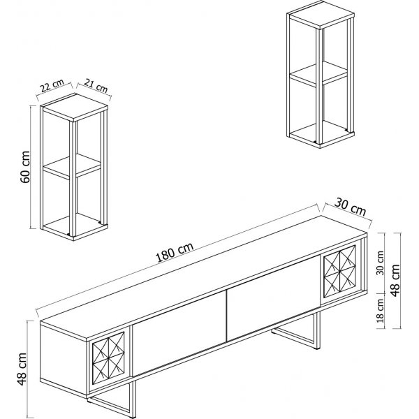 Erki TV-stativ - Valnøtt/svart Erki TV-stativ - Valnøtt/svart