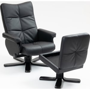 Duvn�s reclinerlenestol med fotskammel - Svart PU + M�belrengj�ring