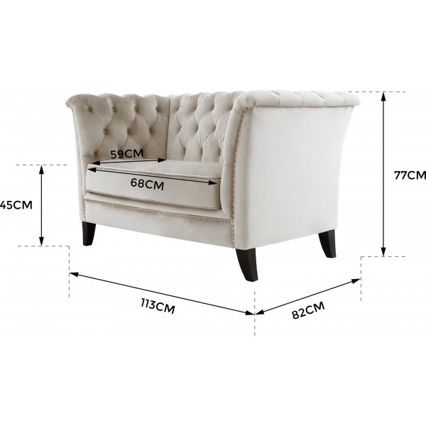 Lenestol i chesterfield beige fløyel - Milton + Tekstilrens for møbler Lenestol i chesterfield beige fløyel - Milton + Tekstilrens for møbler