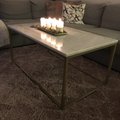 Kundebilde Accent sofabord 110 - Hvit Marmor / Messingsfarget understell