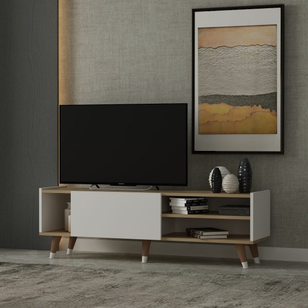 Crassia mediabenk - Safir eik/hvit Crassia mediabenk - Safir eik/hvit