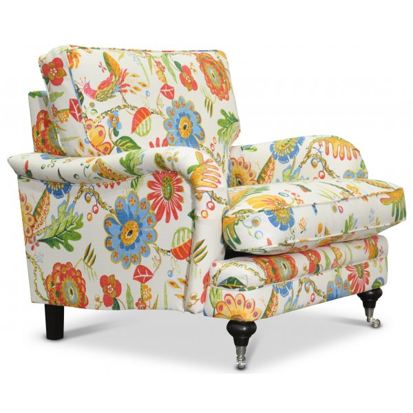 Savoy lenestol med blomstret stoff - Havanna Hvit Savoy lenestol med blomstret stoff - Havanna Hvit