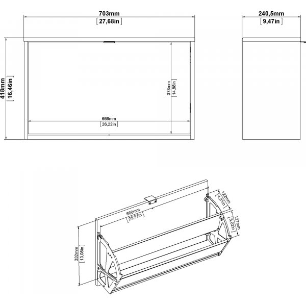 Sko skoskap med 1 rom - Eik/hvit