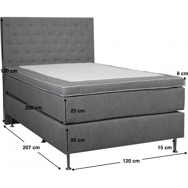 Kontinentalseng 120 x 200 cm med hodegavl gr