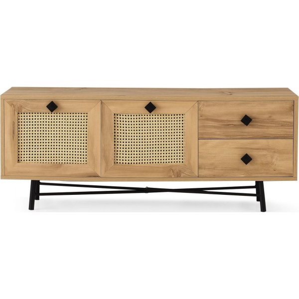 Happy mediebenk 140 cm - Eik/svart