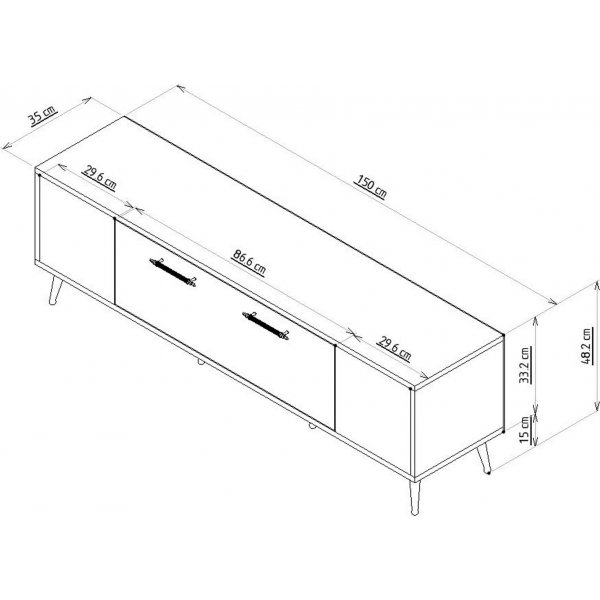 Deta media benk 150 cm bred - Antrasitt/gull