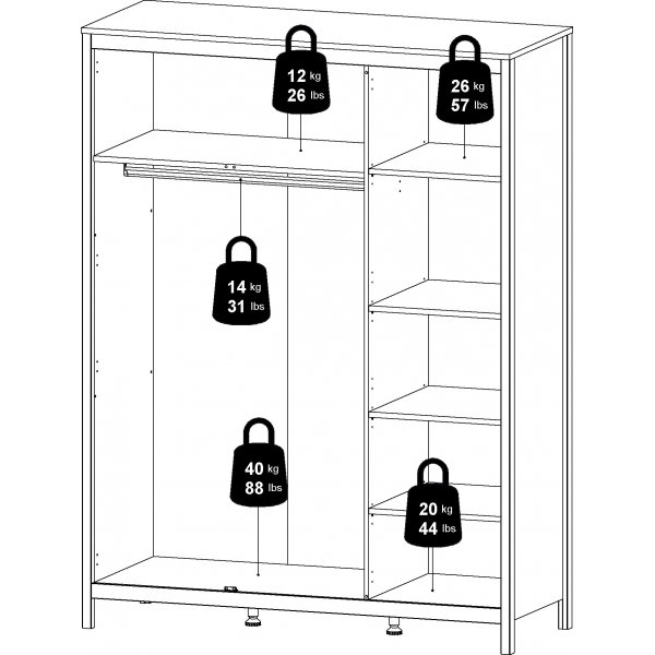 Madrid garderobe med 3 dører - Hvit Madrid garderobe med 3 dører - Hvit