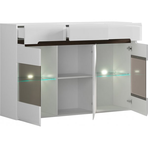 Azteca Trio skjenk med LED-belysning - Hvit