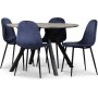 Smokey spisegruppe, rundt spisebord med 4 stk Carisma flyelsstoler - Bl + 4.00 x Serviettringer