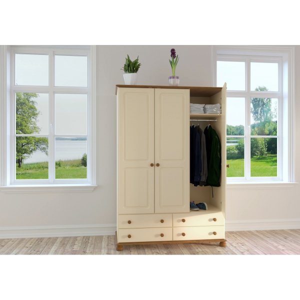 Richmond garderobeskap med 3 d�rer - Brun/kremhvit