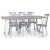 Edge dining gruppe; Spisebord i hvit HPL 190x90 cm med 6 stk grå Dalsland stokkstoler
