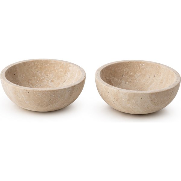 Skåler i beige travertinmarmor - 2 stk Skåler i beige travertinmarmor - 2 stk