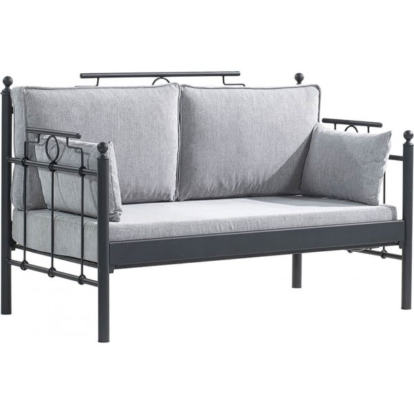 Hampus 2-seters utesofa - Svart/ryk + Tekstilrens for mbler