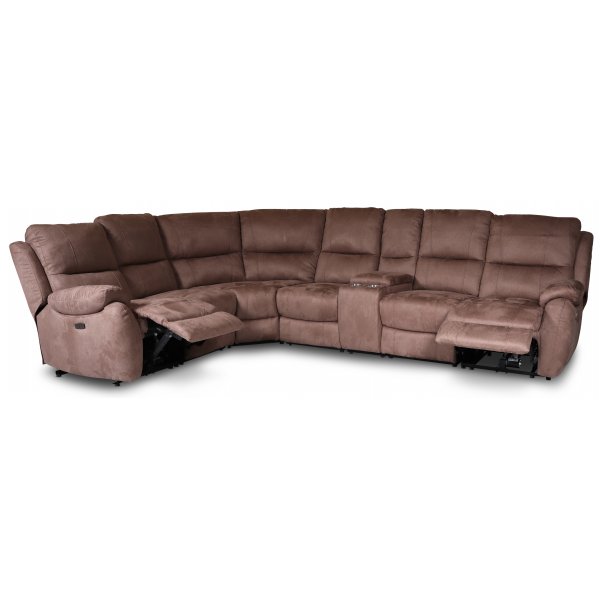 Enjoy Hollywood recliner-hjørnesofa - 5-seters (elektrisk) i brunt mikrofiberstoff Enjoy Hollywood recliner-hjørnesofa - 5-seters (elektrisk) i brunt mikrofiberstoff