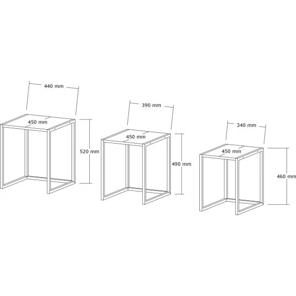 Tali bord 34/39/44 x 45 cm - Sort/valnøtt Tali bord 34/39/44 x 45 cm - Sort/valnøtt