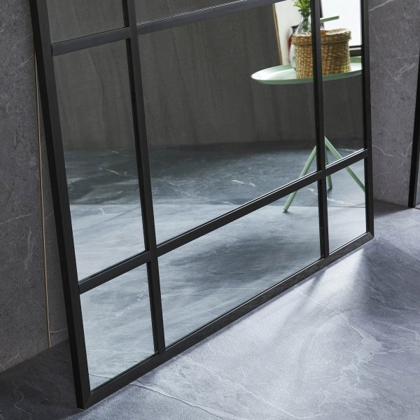 Helfigursspeil 90 × 180 cm med sprosser - Svart ramme Helfigursspeil 90 × 180 cm med sprosser - Svart ramme