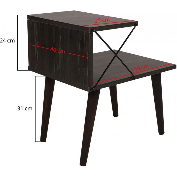 Cross nattbord - Mrkebrun