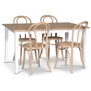 Fr spisegruppe; spisebord 140x90 cm - Hvit / oljet eik med 4 stk Danderyd No.18 stoler whitewash